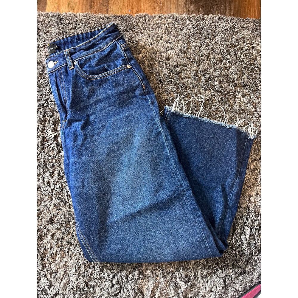 Frank and Oak Nina Wide Leg Cropped Jeans Women's 30 High Waist Raw Hem